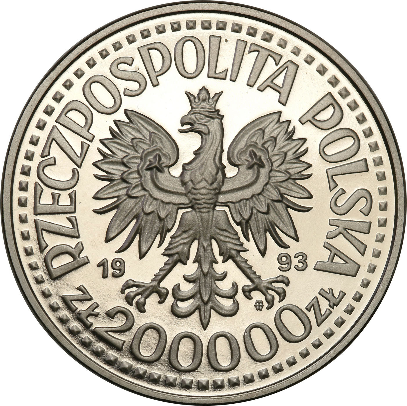 PRL. PRÓBA Nikiel 200 000 złotych 1993 – Kazimierz Jagiellończyk - półpostać